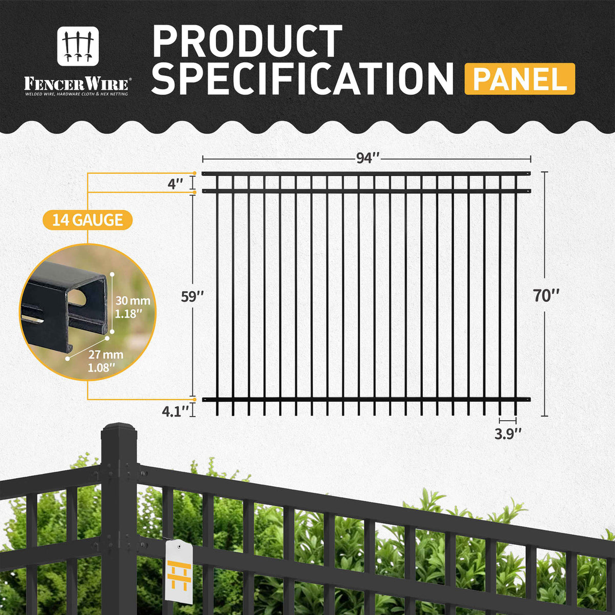 Heavy Duty Flat Top Fence Barrier Kit with 6FT Height X 8FT Width Panels, Arched Gate, Posts & Connectors, Multi-options