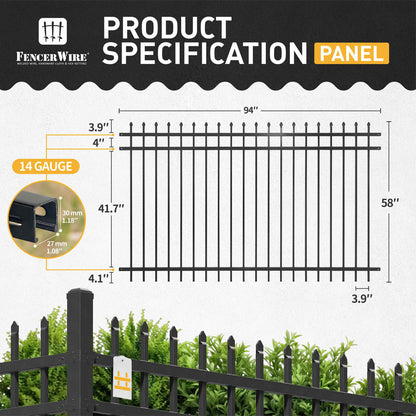 Heavy Duty Pinnacle Fence Barrier Kit with 5FT Height X 8FT Width Panels, Arched Gate, Posts & Connectors, Multi-options