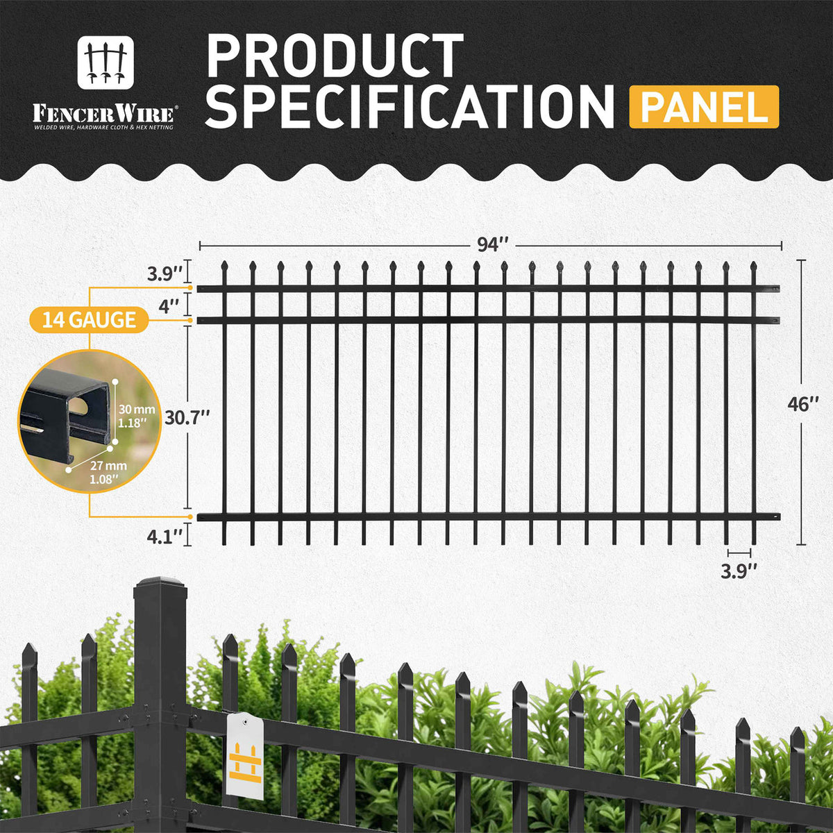 Heavy Duty Pinnacle Fence Barrier Kit with 4FT Height X 8FT Width Panels, Decorative Gate, Posts & Connectors, Multi-options