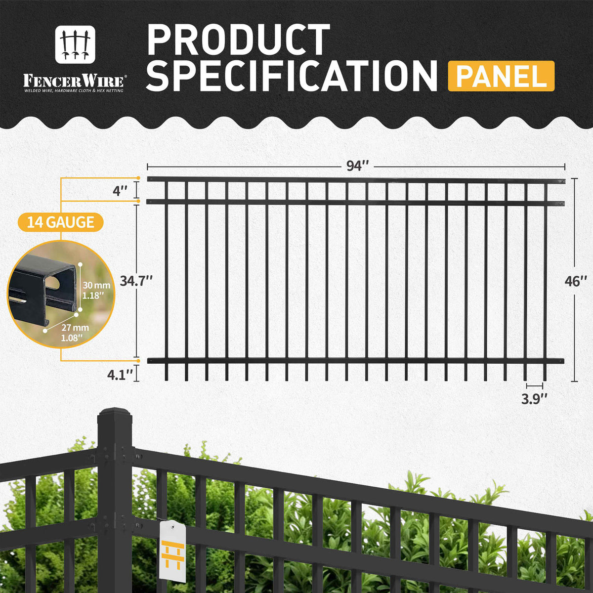 Heavy Duty Flat Top Fence Barrier Kit with 4FT Height X 8FT Width Panels, Decorative Gate, Posts & Connectors, Multi-options