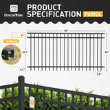 Heavy Duty Flat Top Fence Barrier Kit with 4FT Height X 8FT Width Panels, Decorative Gate, Posts & Connectors, Multi-options
