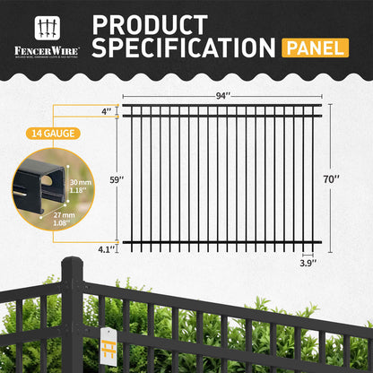 Heavy Duty Flat Top Fence Barrier Kit with 6FT Height X 8FT Width Panels, Pinnacle Gate, Posts & Connectors, Multi-options