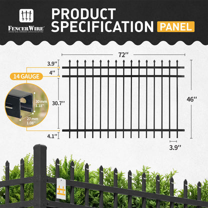 Heavy Duty Pinnacle Fence Barrier Kit with 4FT Height X 6FT Width Panels, Decorative Gate, Posts & Connectors, Multi-options