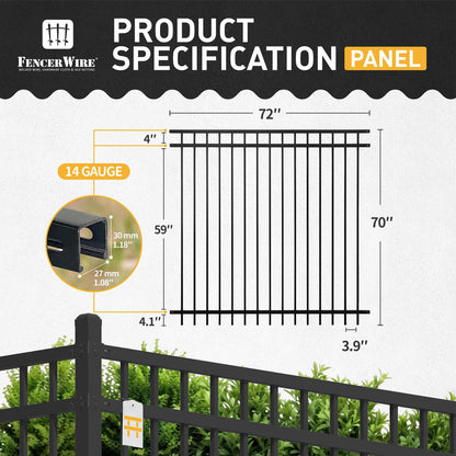 Heavy Duty Flat Top Fence Barrier Kit with 6FT Height X 6FT Width Panels, Pinnacle Gate, Posts & Connectors, Multi-options