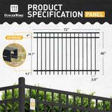 Heavy Duty Flat Top Fence Barrier Kit with 4FT Height X 6FT Width Panels, Pinnacle Gate, Posts & Connectors, Multi-options
