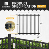 Heavy Duty Flat Top Fence Barrier Kit with 6FT Height X 6FT Width Panels, Decorative Gate, Posts & Connectors, Multi-options