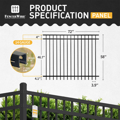 Heavy Duty Flat Top Fence Barrier Kit with 5FT Height X 6FT Width Panels, Arched Gate, Posts & Connectors, Multi-options
