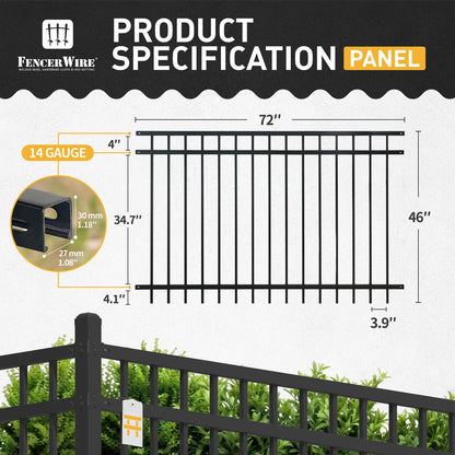 Heavy Duty Flat Top Fence Barrier Kit with 4FT Height X 6FT Width Panels, Decorative Gate, Posts & Connectors, Multi-options