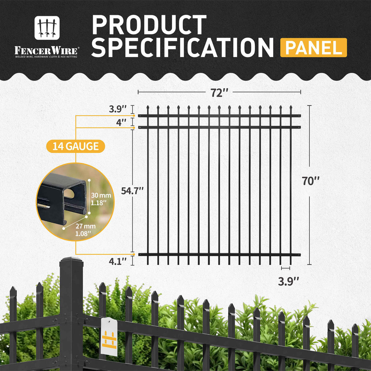 6FT Height X 6FT Width Heavy Duty Pinnacle Fence Barrier Panel, Multiple Options