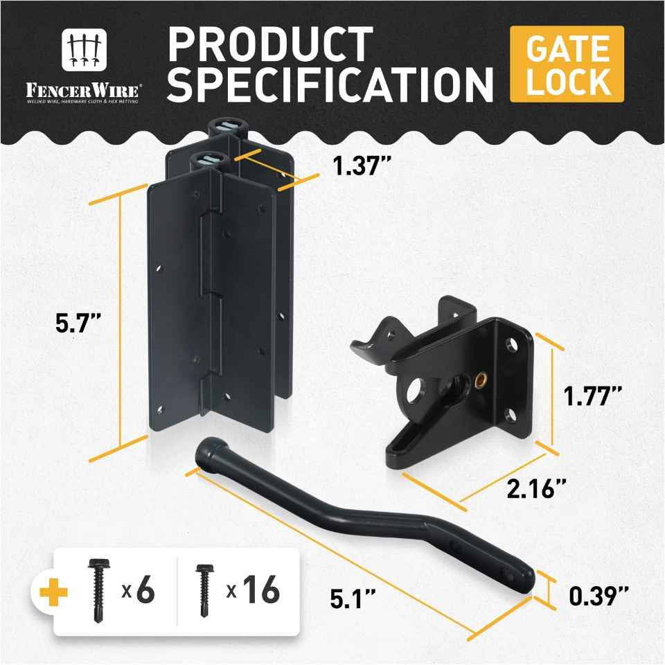 Heavy Duty Garden Fence Gate Kit, Metal Gate Lock and Latch for Outdoor Fence Barrier, Fencing Border Accessories