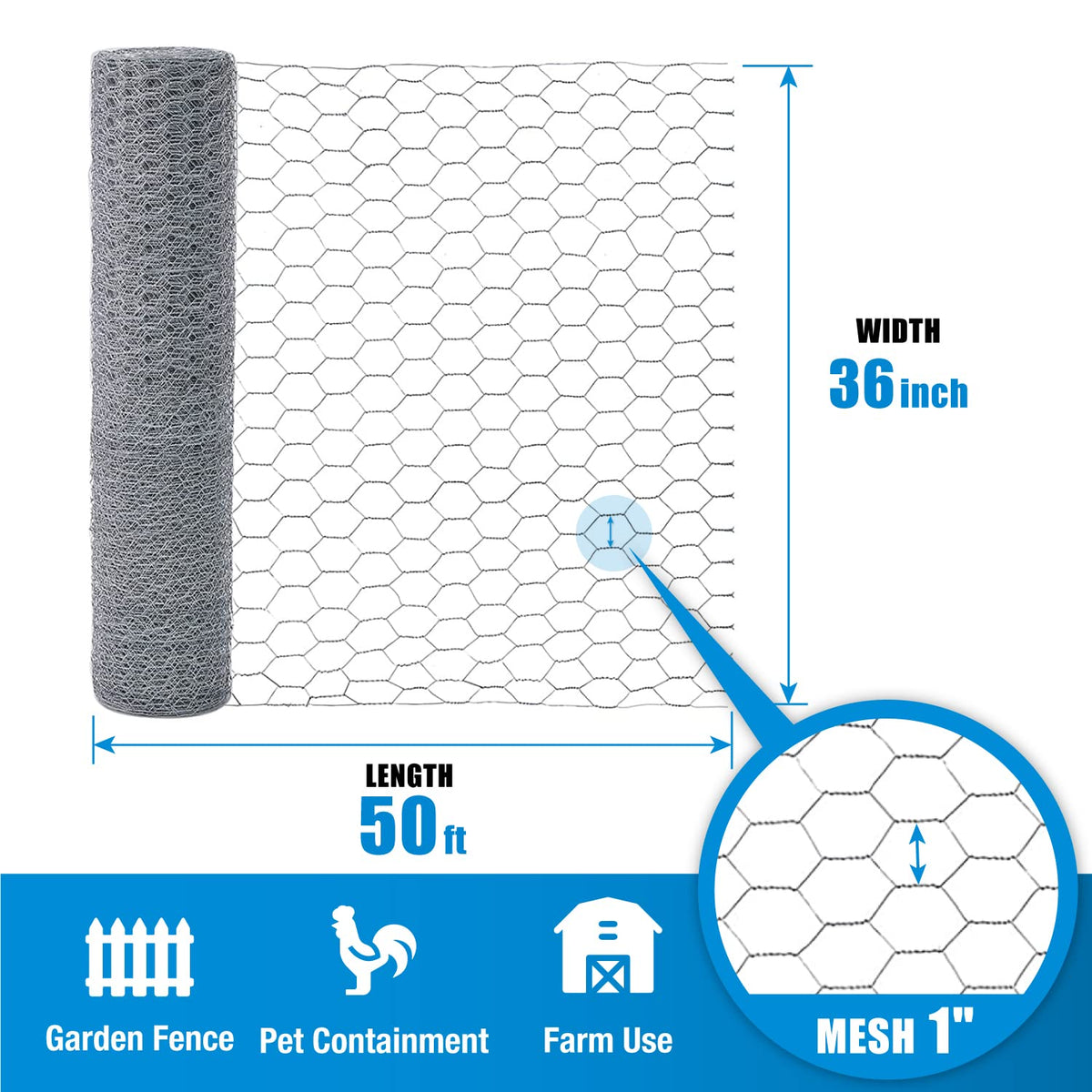 20 Gauge Galvanized Poultry Netting Mesh Size 1"