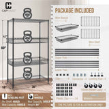 36 x 18 x 76 in. 4 Tier NSF Commercial Heavy Duty w/ Two Rectangle Baskets, Black