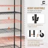 36 x 18 x 76 in. 4 Tier NSF Commercial Heavy Duty w/ Two Rectangle Baskets, Black