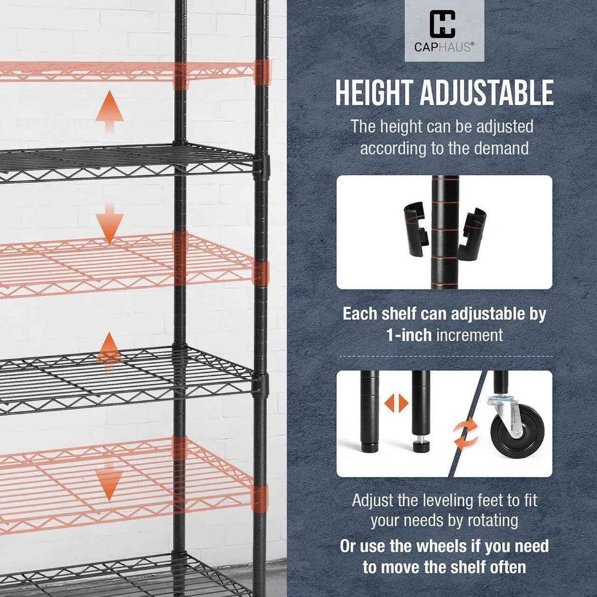 36 x 18 x 76 in. 4-Tier NSF Commercial Grade Heavy Duty Silver Grey Wire Shelving w/Wheels