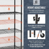 36 x 18 x 76 in. 4-Tier NSF Commercial Grade Heavy Duty Silver Grey Wire Shelving w/Wheels
