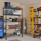 36 x 18 x 76 in. 4-Tier NSF Commercial Grade Heavy Duty Wire Shelving w/ Wheels and Clear Liners