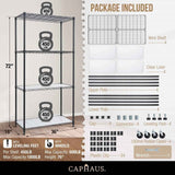 36 x 18 x 76 in. 4-Tier NSF Commercial Grade Heavy Duty Wire Shelving w/ Wheels and Clear Liners