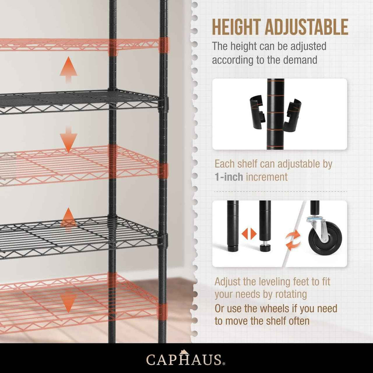 48 x 18 x 76 in. 6-Tier NSF Commercial Grade Heavy Duty Wire Shelving w/ Wheels and Clear Liners