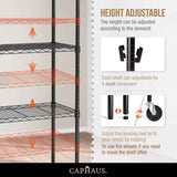 48 x 18 x 76 in. 6-Tier NSF Commercial Grade Heavy Duty Wire Shelving w/ Wheels and Clear Liners