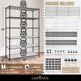 48 x 18 x 76 in. 6-Tier NSF Commercial Grade Heavy Duty Wire Shelving w/ Wheels and Clear Liners