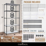 36 x 18 x 76 in. 5-Tier NSF Commercial Grade Heavy Duty Wire Shelving w/ Wheels and Clear Liners