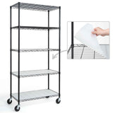 36 x 18 x 76 in. 5-Tier NSF Commercial Grade Heavy Duty Wire Shelving w/ Wheels and Clear Liners