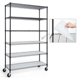 48 x 18 x 76 in. 6-Tier NSF Commercial Grade Heavy Duty Wire Shelving w/ Wheels and Clear Liners