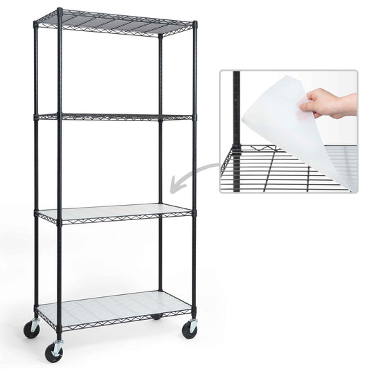36 x 18 x 76 in. 4-Tier NSF Commercial Grade Heavy Duty Wire Shelving w/ Wheels and Clear Liners
