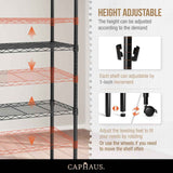 4-Tier w/Wheel NSF Adjustable Shelves Wire Shelving Unit w/Liner, Sliver Grey