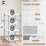 2 to 4 Tier NSF Wire Shelving Basket Shelves, Storage Rack Corner Shelves, Sliver Grey