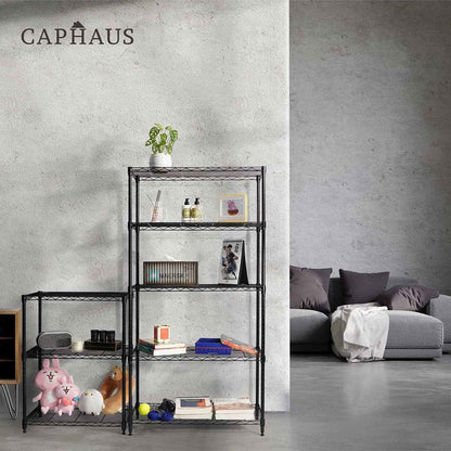 30 x 14 x 60 in. (62”H with wheels) 5-Tier Wire Shelving Unit, Adjustable Height Wire Rack Shelving, with Wheels, Black