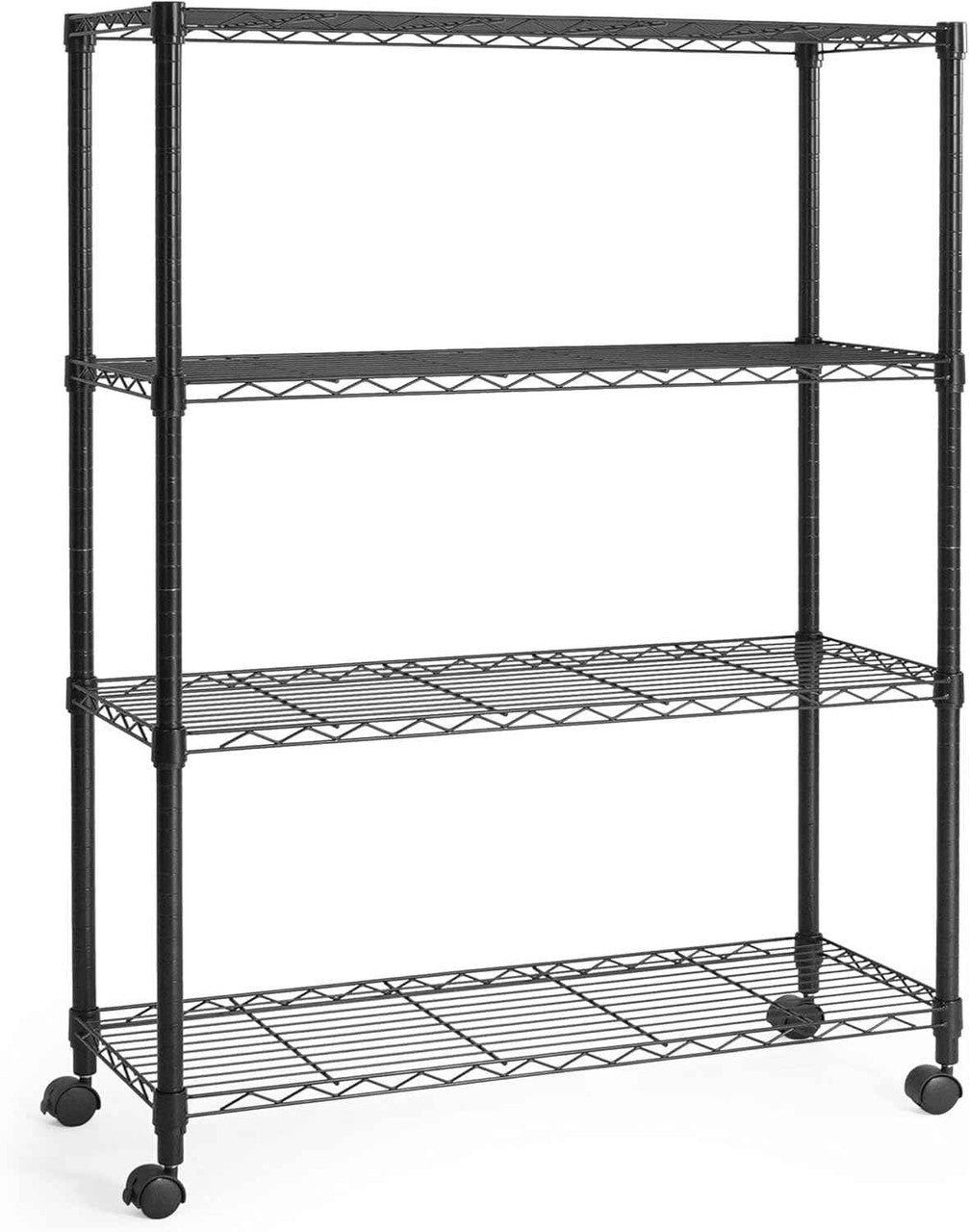 36 x 14 x 54 in. (56”H with wheels) 4-Tier Wire Shelving Unit, Adjustable Height Wire Rack Shelving, with Wheels, Black