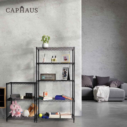 36 x 14 x 54 in. (56”H with wheels) 4-Tier Wire Shelving Unit, Adjustable Height Wire Rack Shelving, with Wheels, Black