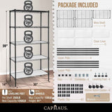 5-Tier w/Wheel NSF Adjustable Shelves Wire Shelving Unit w/Liner, Black