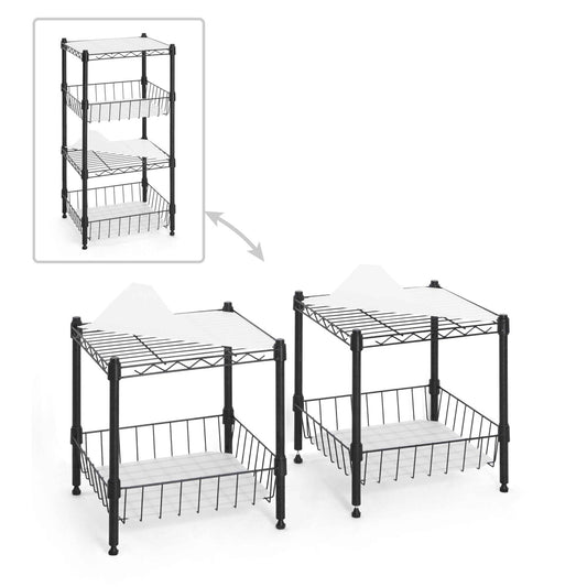 2 to 4 Tier NSF Wire Shelving Basket Shelves, Storage Rack Corner Shelves, Black