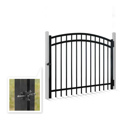 Puerta de cerca decorativa arqueada de alta resistencia de 1.2 m de alto x 1.5 m de ancho con accesorio de cerradura, múltiples opciones