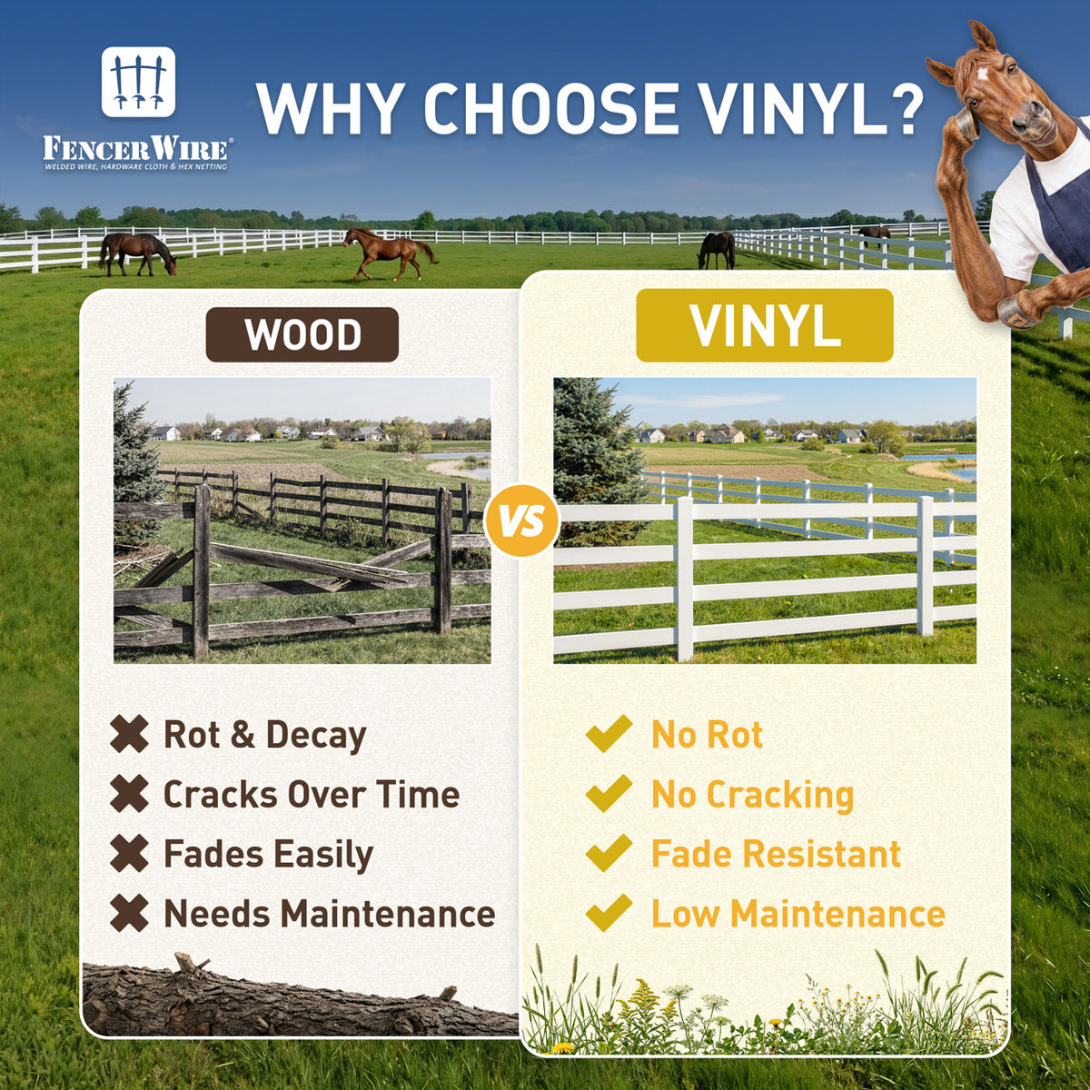 Kit de puerta de rancho de vinilo con poste, bisagras, pestillo y herrajes, varias opciones