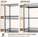 6 Tier NSF Wire Shelving Basket Shelves, Storage Rack Corner Shelves, Black