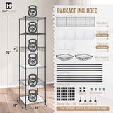 6 Tier NSF Wire Shelving Basket Shelves, Storage Rack Corner Shelves, Black