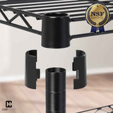 6 Tier NSF Wire Shelving Basket Shelves, Storage Rack Corner Shelves, Black