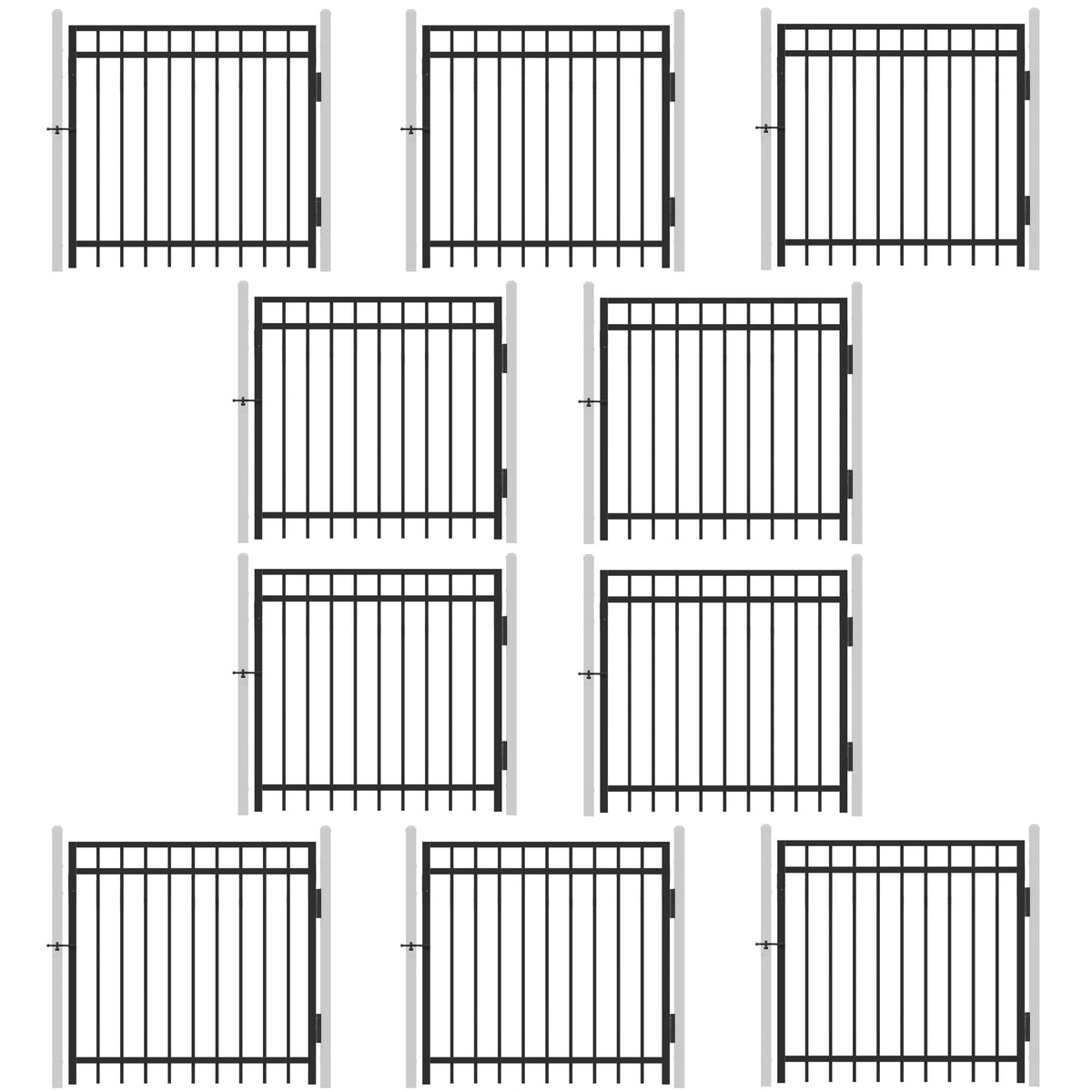 4FT Height X 4FT Width Heavy Duty Flat Top Fence Gate with Lock Attachment, Multiple Options