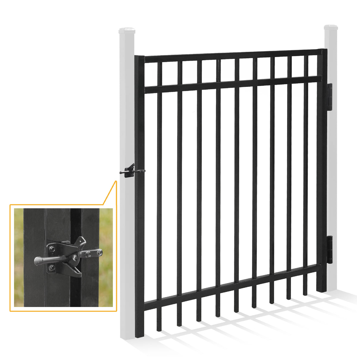 4FT Height X 4FT Width Heavy Duty Flat Top Fence Gate with Lock Attachment, Multiple Options