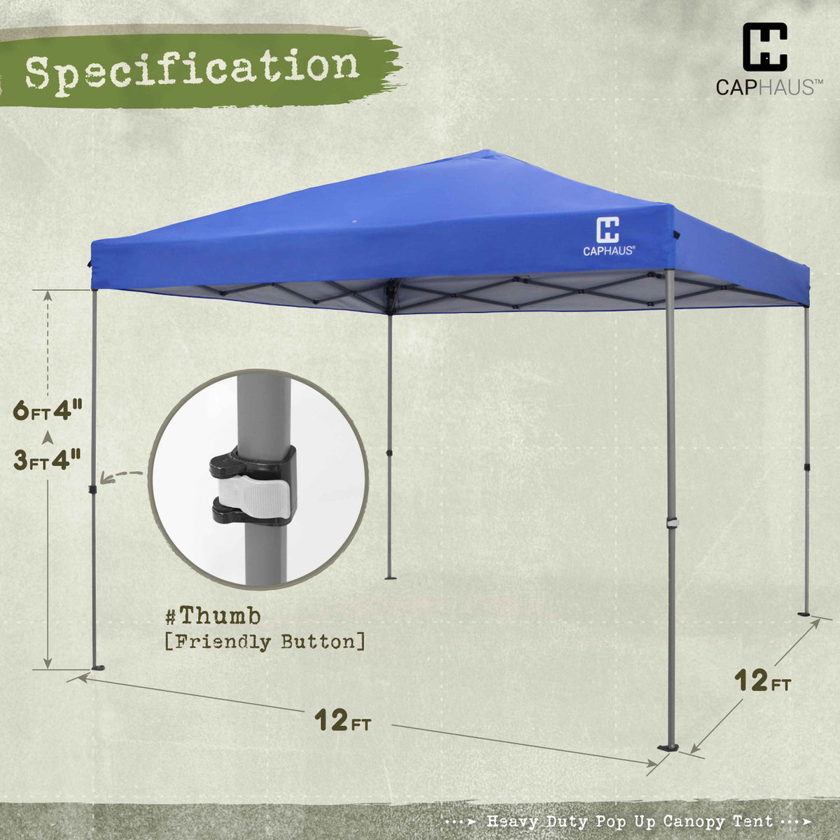 12 ft. x 12 ft. Patented One-Push Pop Up Outdoor Canopy Tent, 3 Color Available