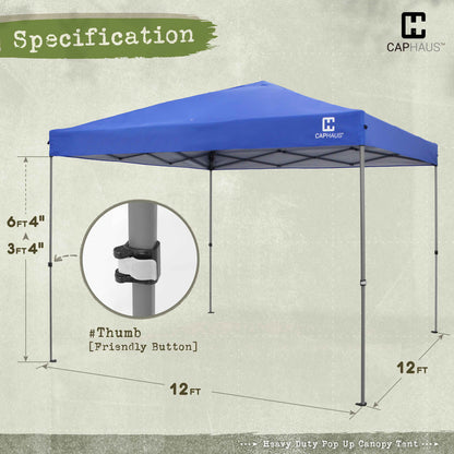12 ft. x 12 ft. Patented One-Push Pop Up Outdoor Canopy Tent, 3 Color Available