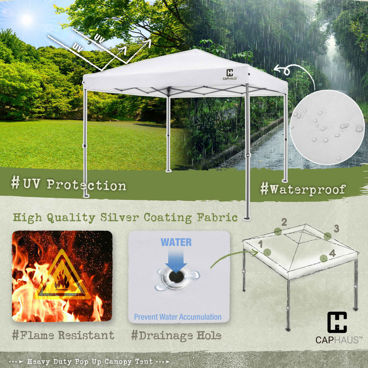 12 ft. x 12 ft. Patented One-Push Pop Up Outdoor Canopy Tent, 3 Color Available