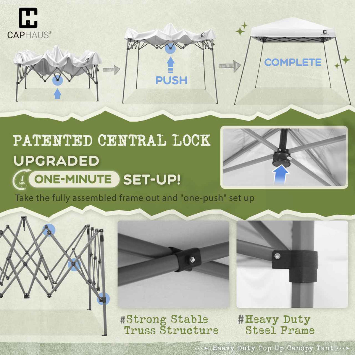8ft. x 8ft Top Heavy-Duty Commercial Grade Pop Up Canopy Tent with Slant Legs, 3 Color Available