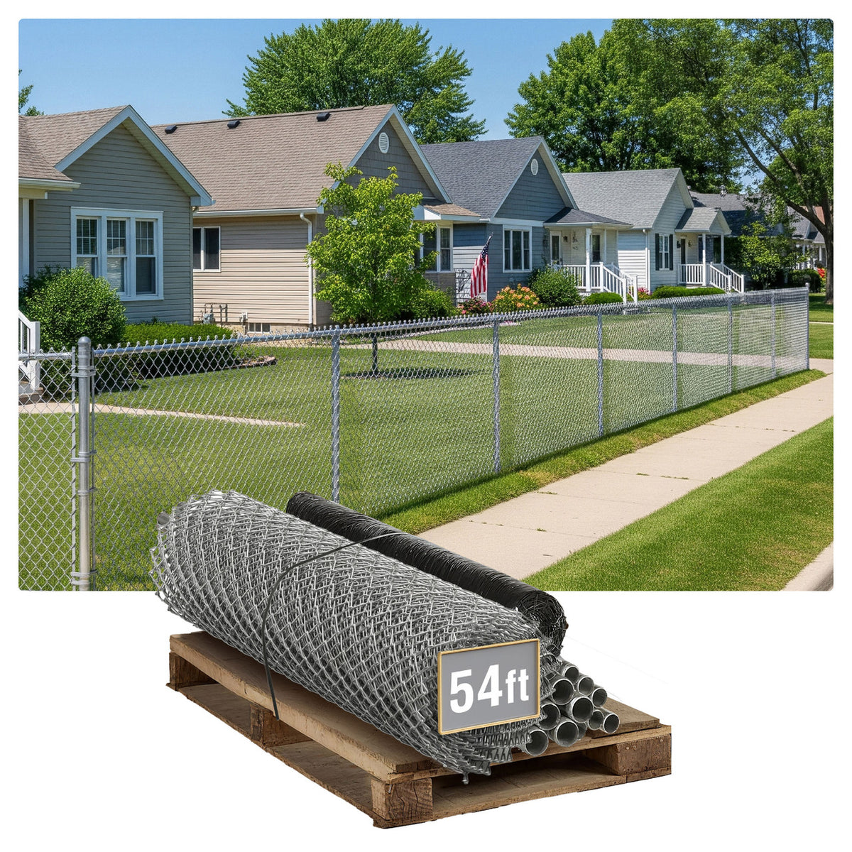 11.5 Gauge Galvanized Steel Chain Link Fence Kit w/Fence Fabric, Gate, Posts, Top Rails & Hardware, Multiple Options