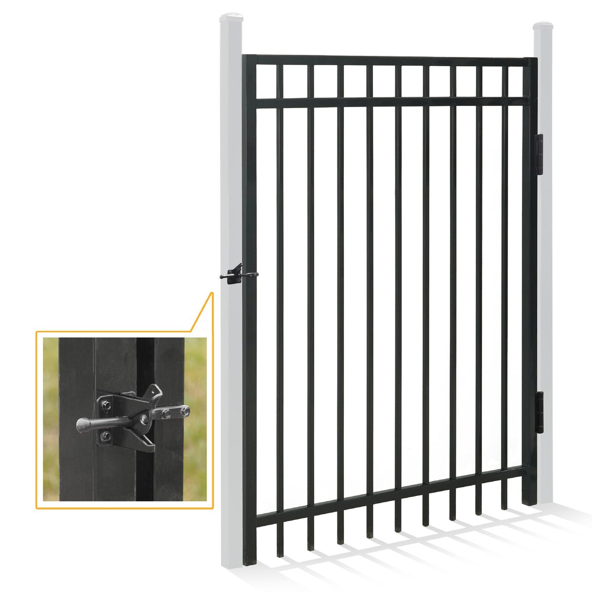 Portón de cerca superior plana de alta resistencia de 5 pies de alto x 4 pies de ancho con accesorio de cerradura, múltiples opciones