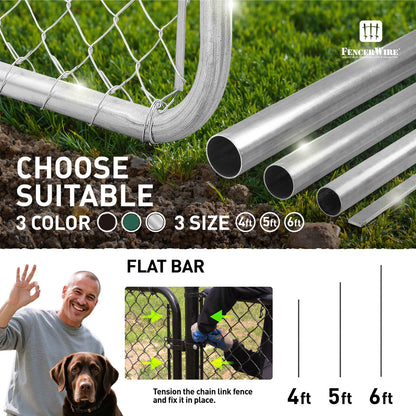 4/5/6 FT Green Galvanized Tension Bar, 48/60/72 Inch Flat Bar for 4'/5'/6' Chain Link Fence Parts, Multi-options