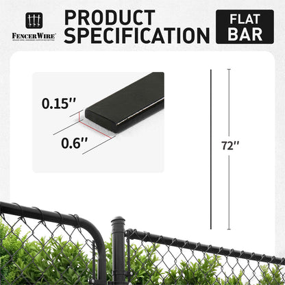 4/5/6 FT Green Galvanized Tension Bar, 48/60/72 Inch Flat Bar for 4'/5'/6' Chain Link Fence Parts, Multi-options